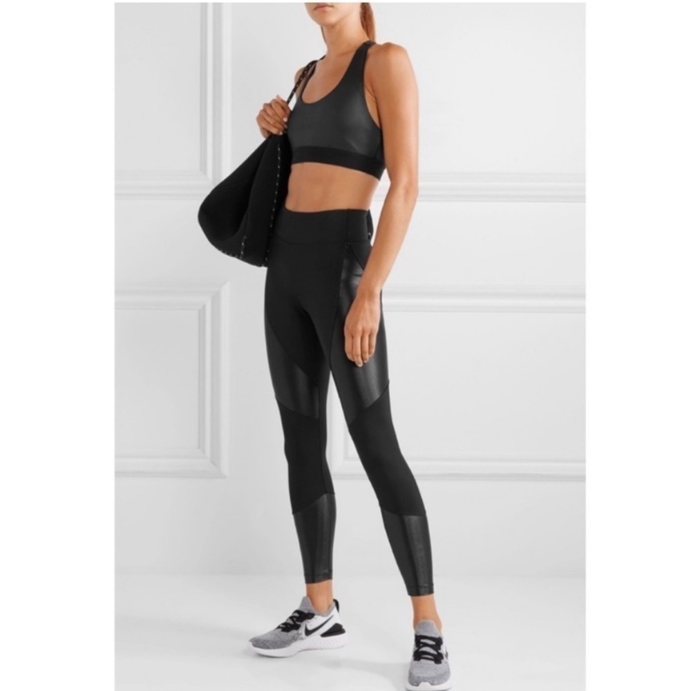 KORAL • Women’s Forge Mid Rise Legging in Black Faux Leather Panels Size Medium